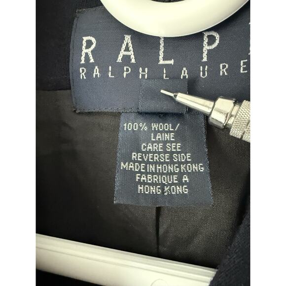 Ralph Ralph Lauren VTG Wool Double Breasted Blazer Jacket 10 Navy Blue *Flaws - Picture 3 of 9